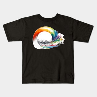 City Swirling in Colors Kids T-Shirt